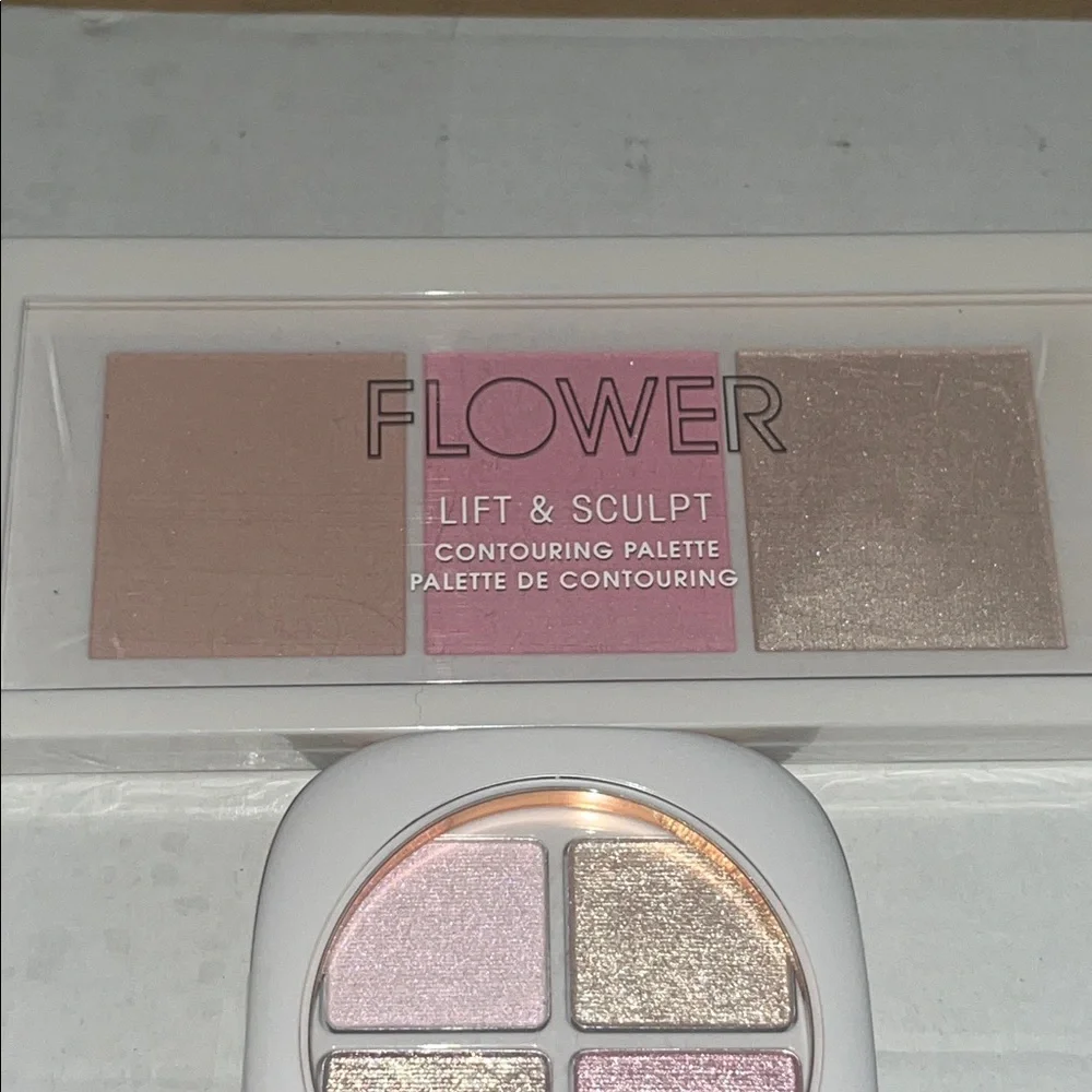 Beauty Contouring Palette with Pink and Cream Shades and shadow Quad petal play